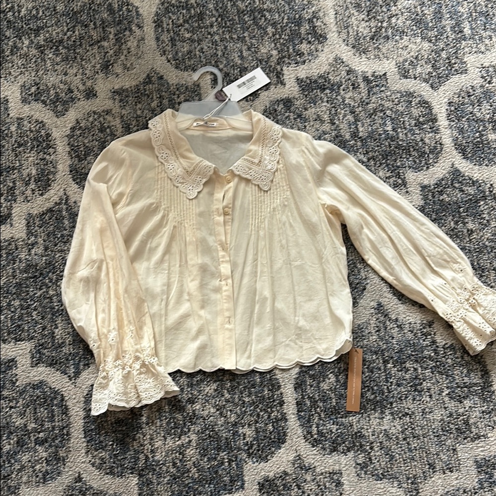 Reformation Cream Lace Blouse
